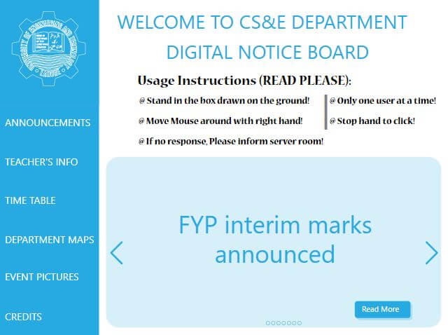 Notice Board interface